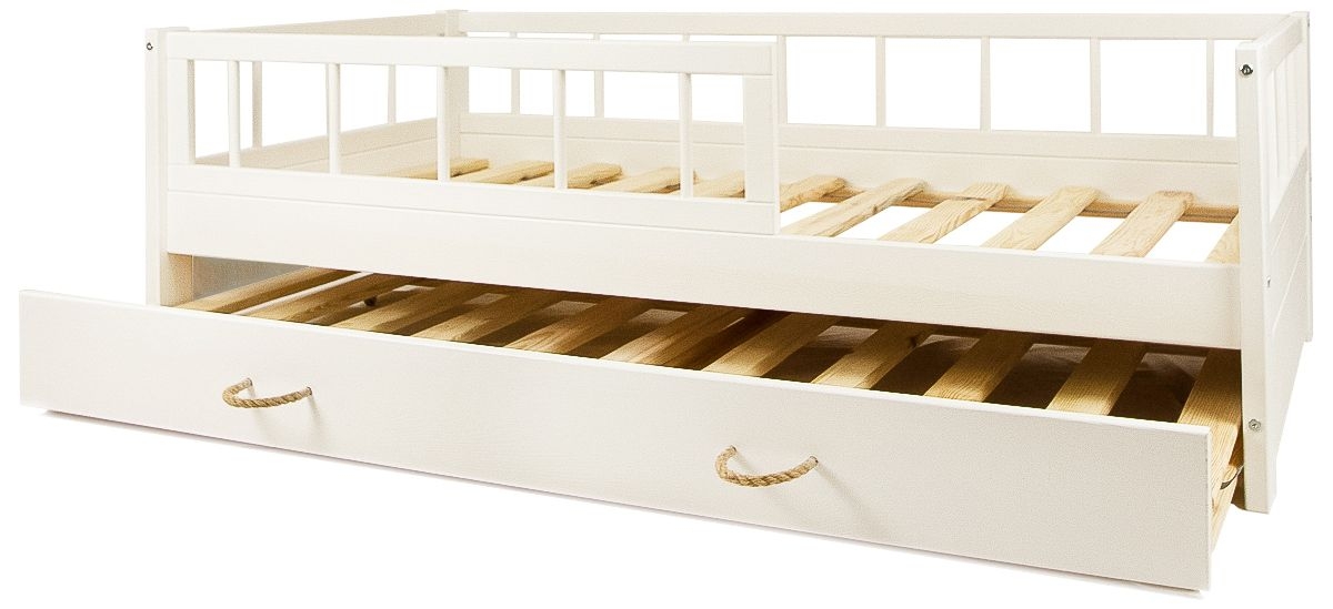 Wooden toddler bed, child bed, scandinavian style, with drawer barriers 160x80cm - Picture 9 of 11